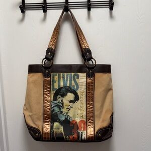 Elvis Canvas Tote Bag - Brown and Gold